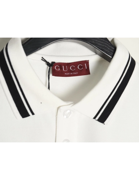 Gucci striped printed lettering short-sleeved polo shirt,Gucci