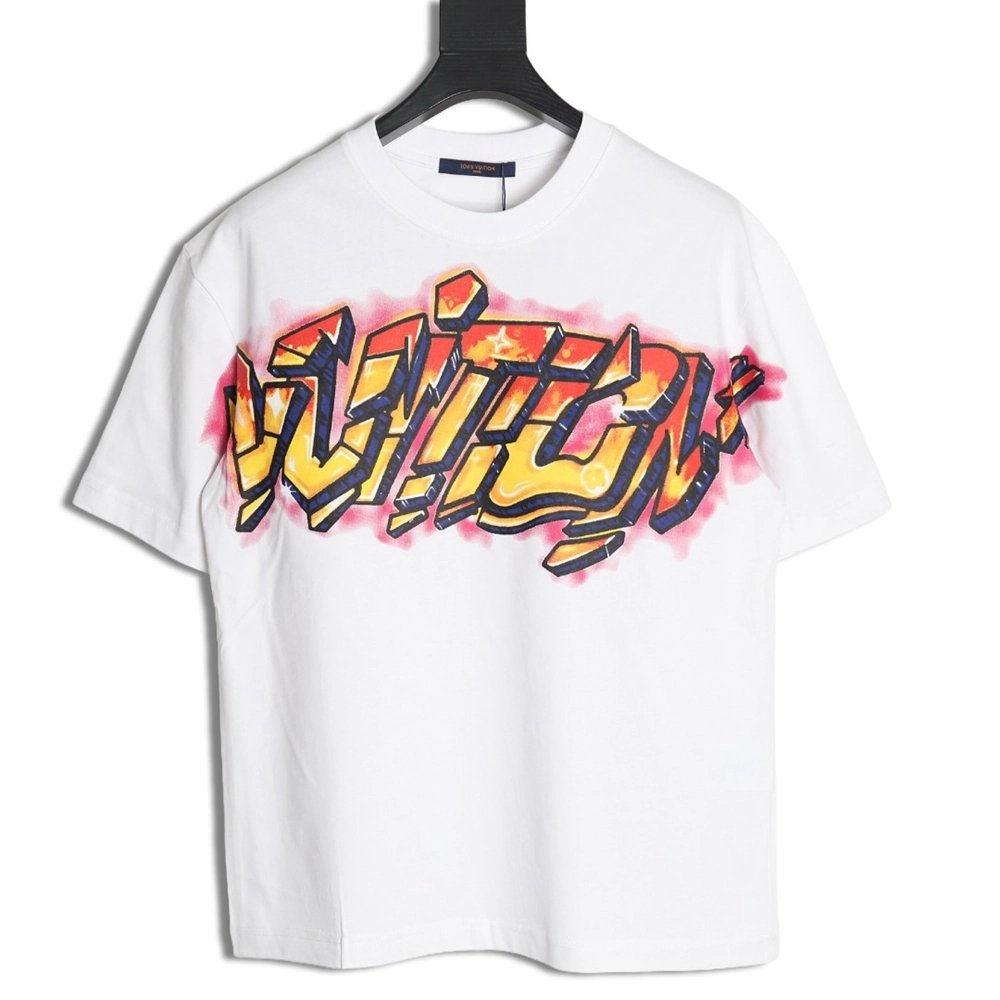 Louis Vuitton flame lettering print short sleeves,Louis Vuitton