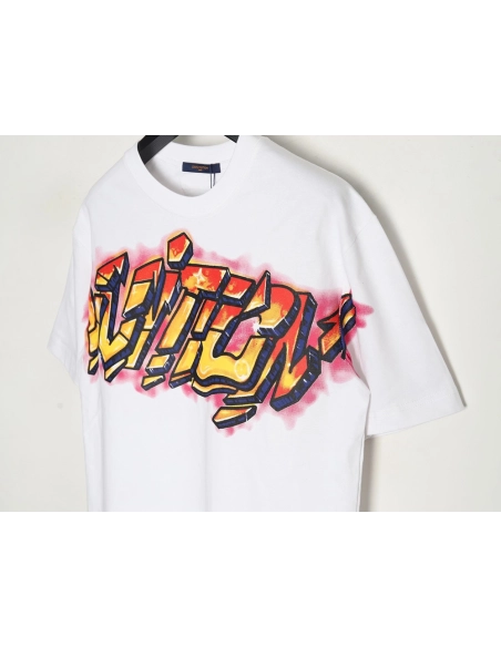 Louis Vuitton flame lettering print short sleeves,Louis Vuitton