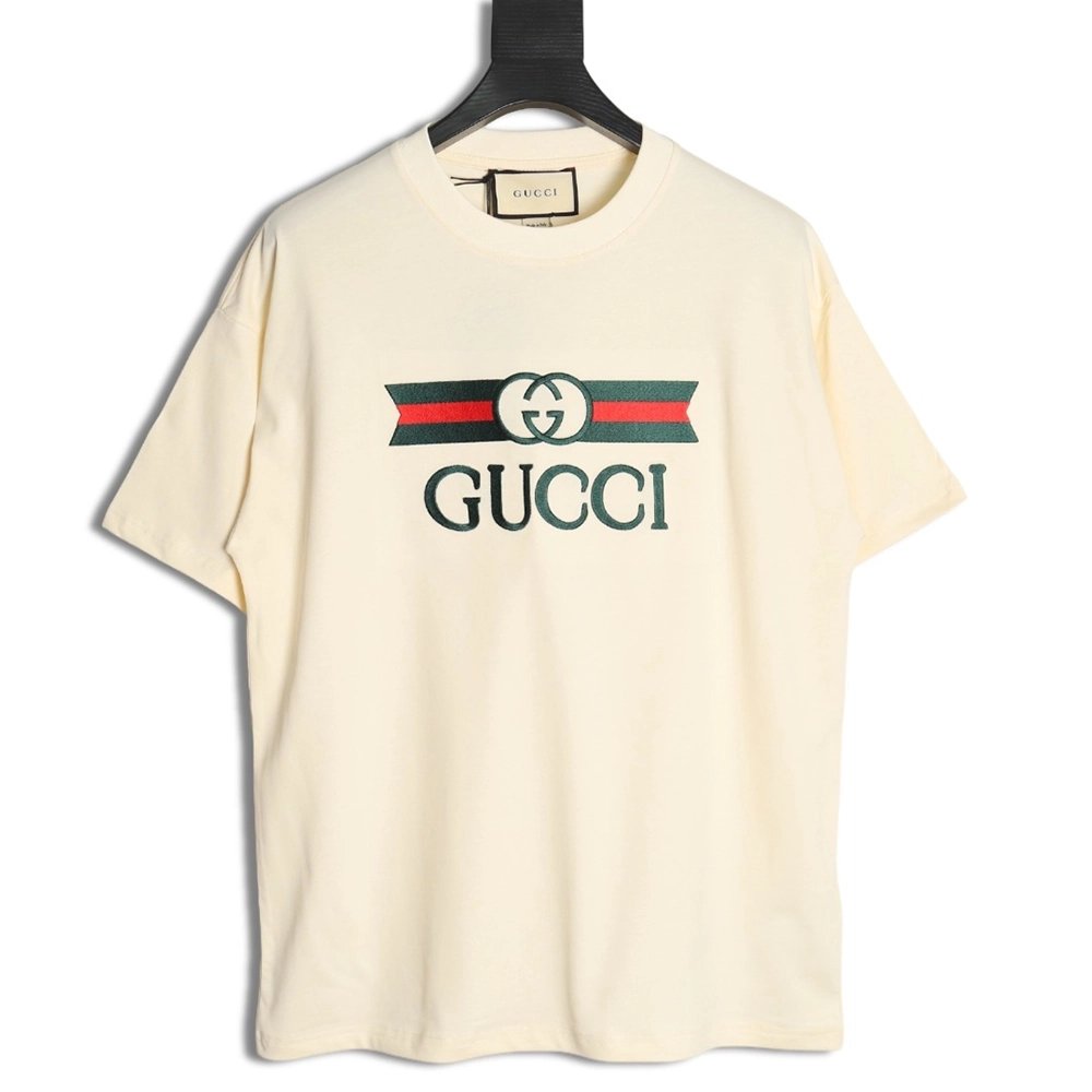 Gucci belt logo embroidered short-sleeved T-shirt,Gucci