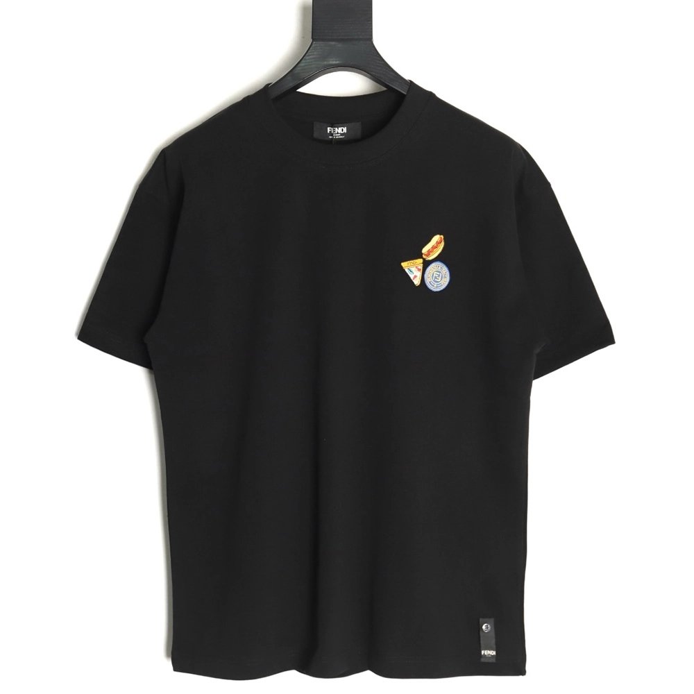 Fendi pizza graphic embroidered short-sleeved T-shirt TSK1,Fendi