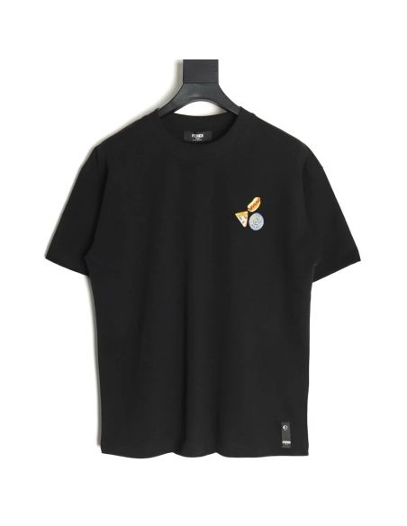 Fendi pizza graphic embroidered short-sleeved T-shirt TSK1,Fendi