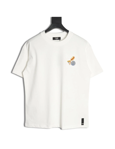 Fendi pizza graphic embroidered short-sleeved T-shirt,Fendi