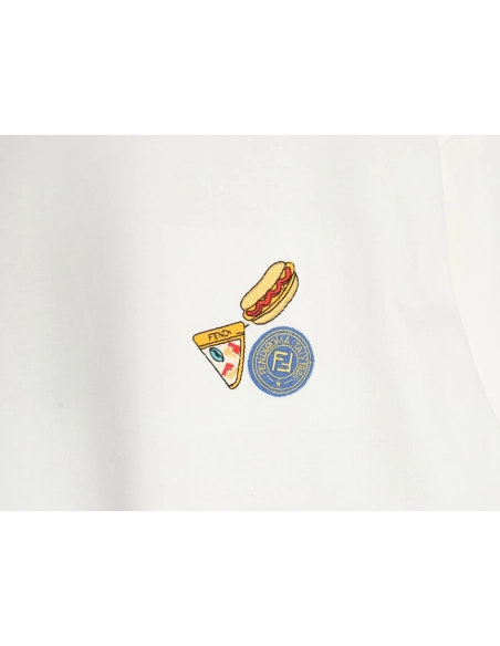 Fendi pizza graphic embroidered short-sleeved T-shirt,Fendi