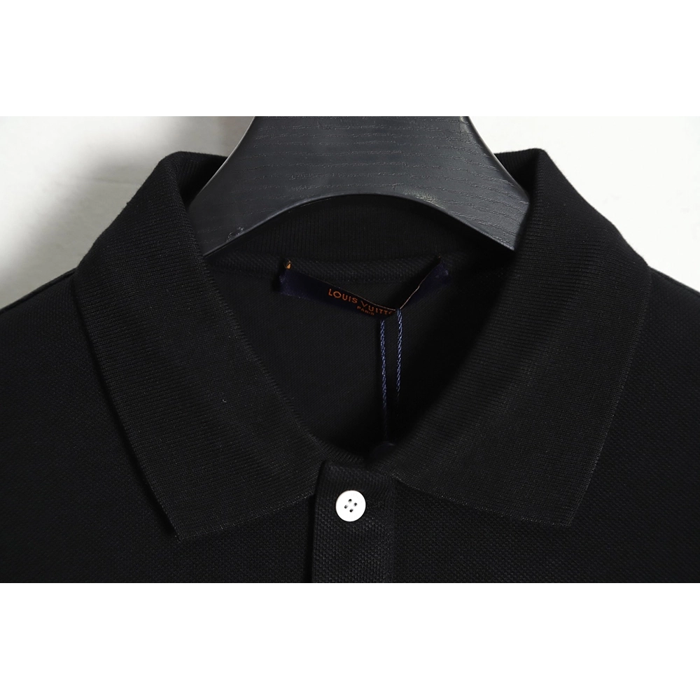 Louis Vuitton pin embroidered short-sleeved polo shirt black,Louis Vuitton