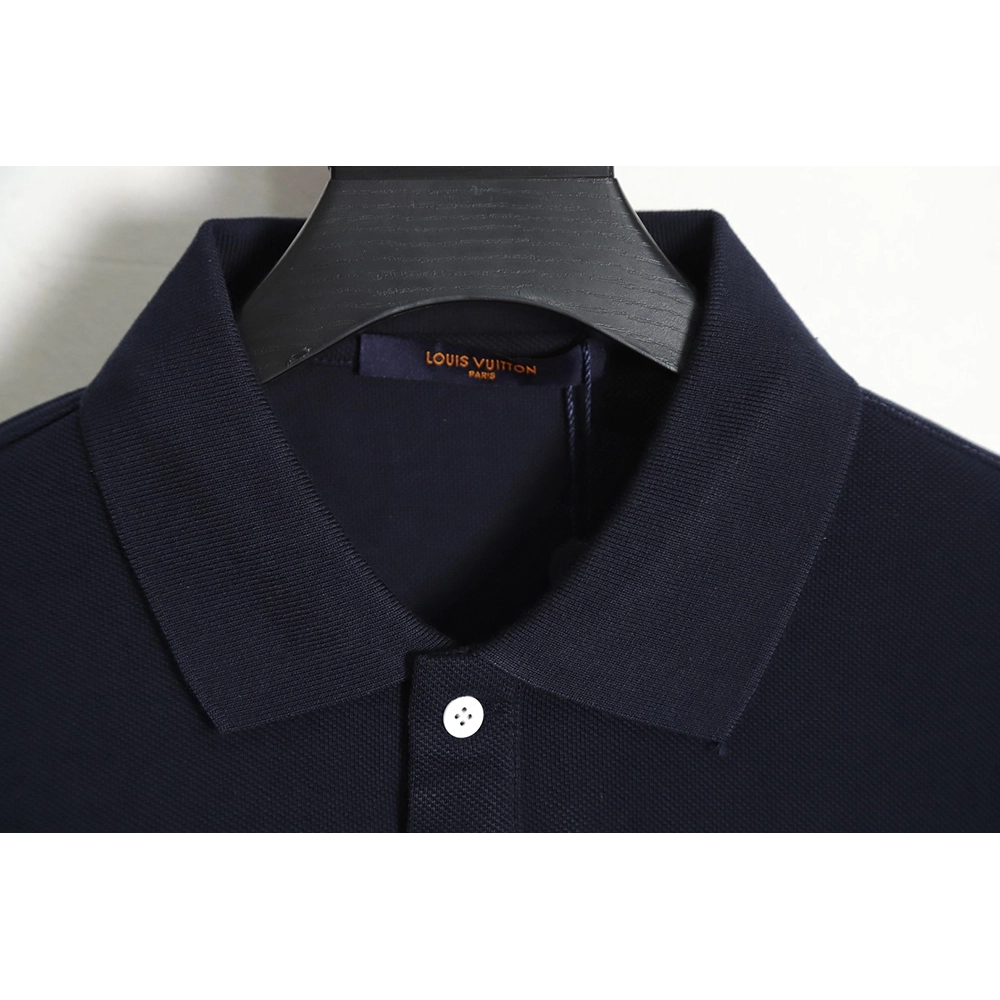 Louis Vuitton pin embroidered short-sleeved polo shirt navy blue,Louis Vuitton