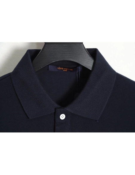 Louis Vuitton pin embroidered short-sleeved polo shirt navy blue,Louis Vuitton