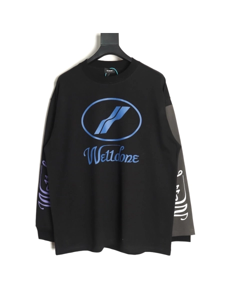 We11 Done Logo Printed Stitching Contrast Color Long Sleeve T-shirt TSK1,We11done