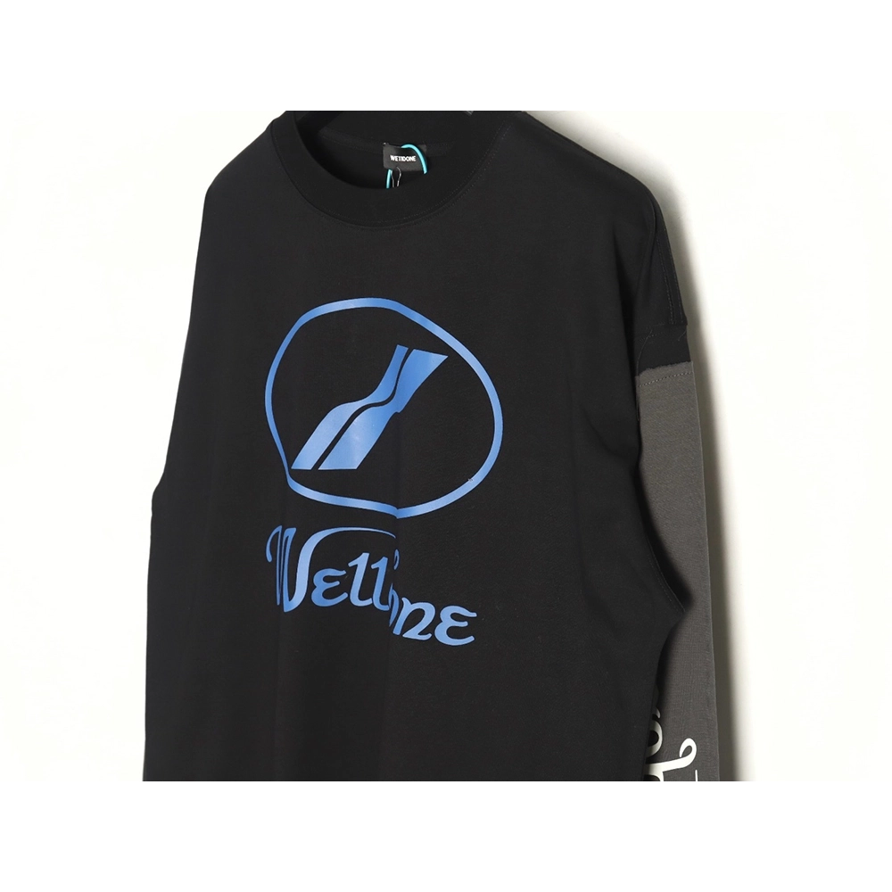 We11 Done Logo Printed Stitching Contrast Color Long Sleeve T-shirt TSK1,We11done