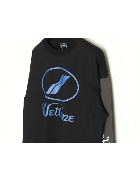 We11 Done Logo Printed Stitching Contrast Color Long Sleeve T-shirt TSK1,We11done