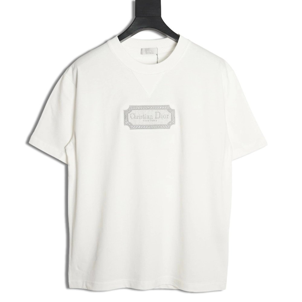 Dior Silver Logo Embroidered Short Sleeve T-Shirt,Dior