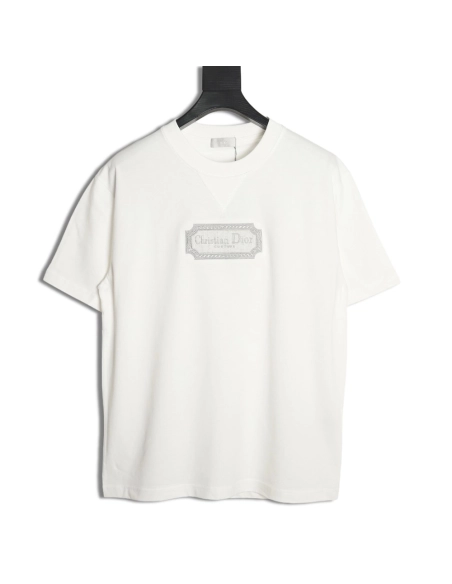 Dior Silver Logo Embroidered Short Sleeve T-Shirt,Dior