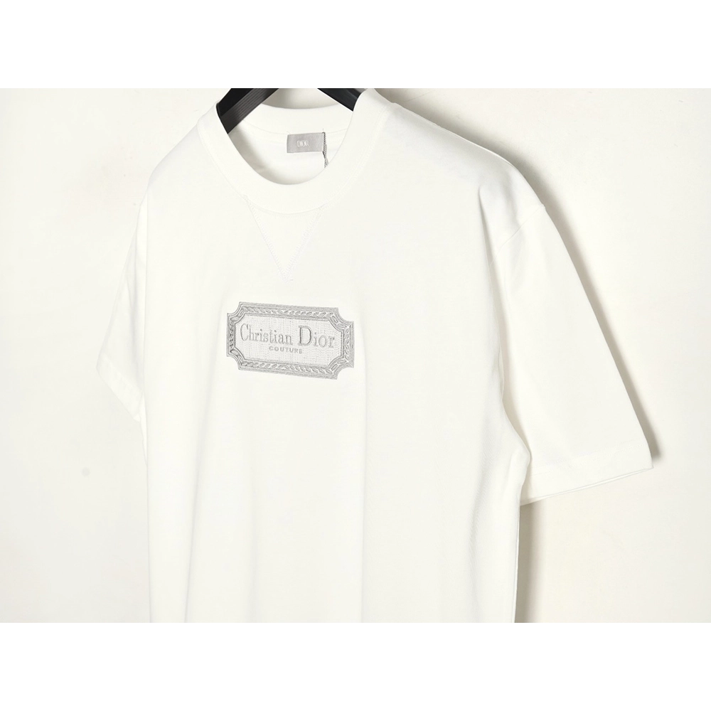 Dior Silver Logo Embroidered Short Sleeve T-Shirt,Dior