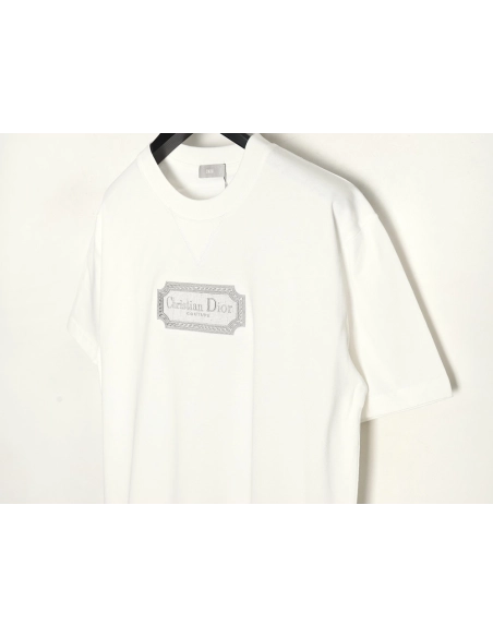Dior Silver Logo Embroidered Short Sleeve T-Shirt,Dior