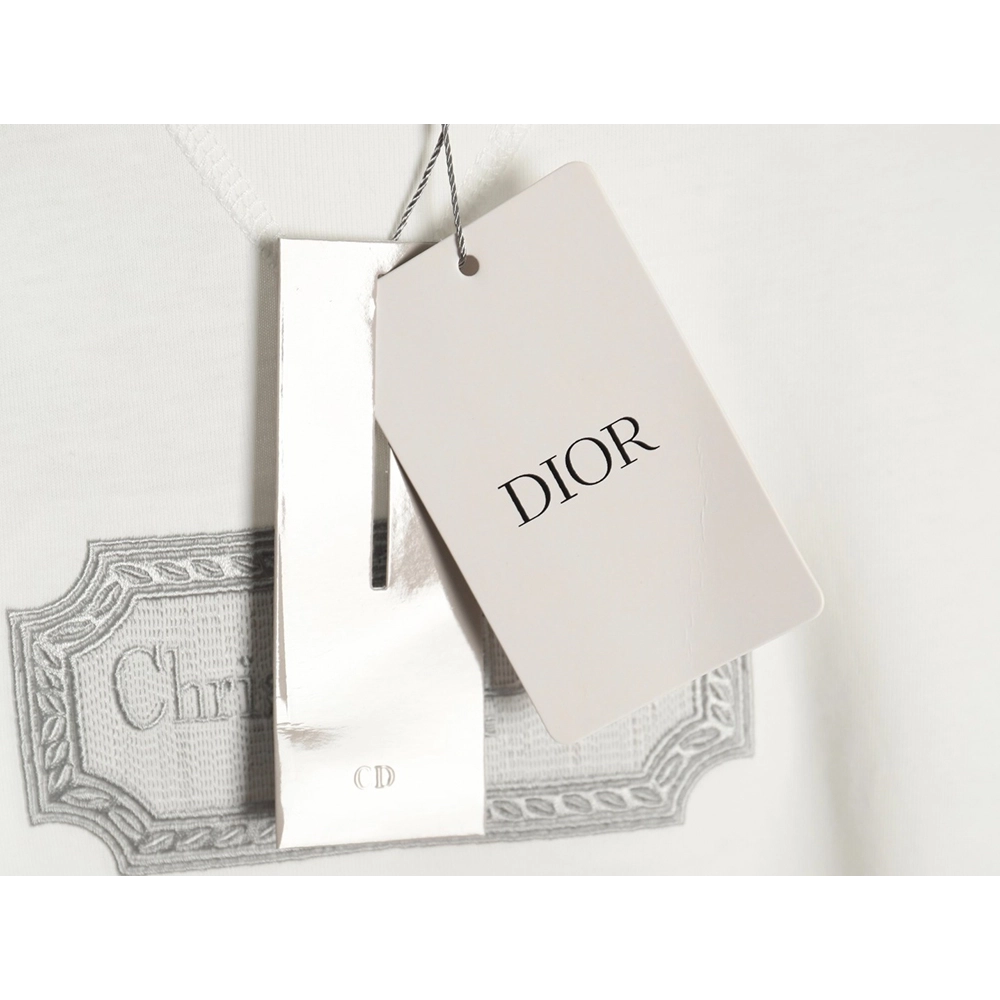 Dior Silver Logo Embroidered Short Sleeve T-Shirt,Dior