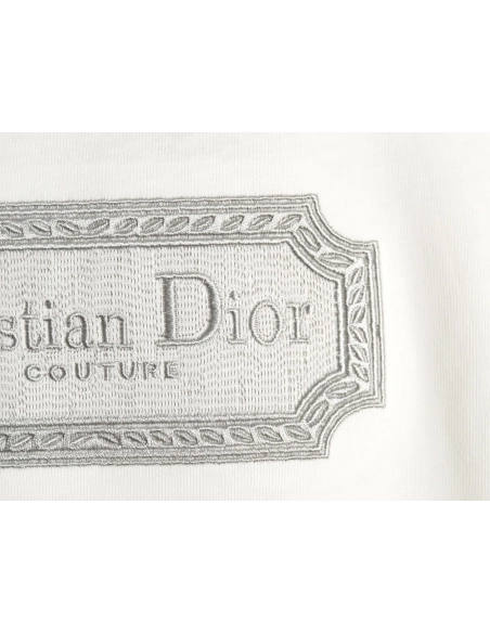 Dior Silver Logo Embroidered Short Sleeve T-Shirt,Dior