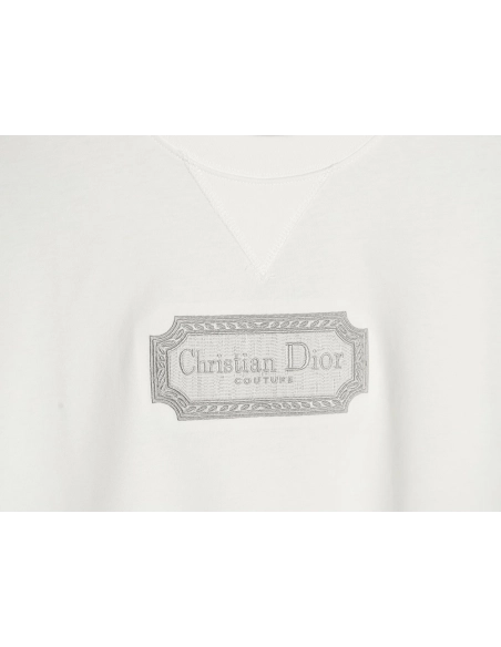 Dior Silver Logo Embroidered Short Sleeve T-Shirt,Dior