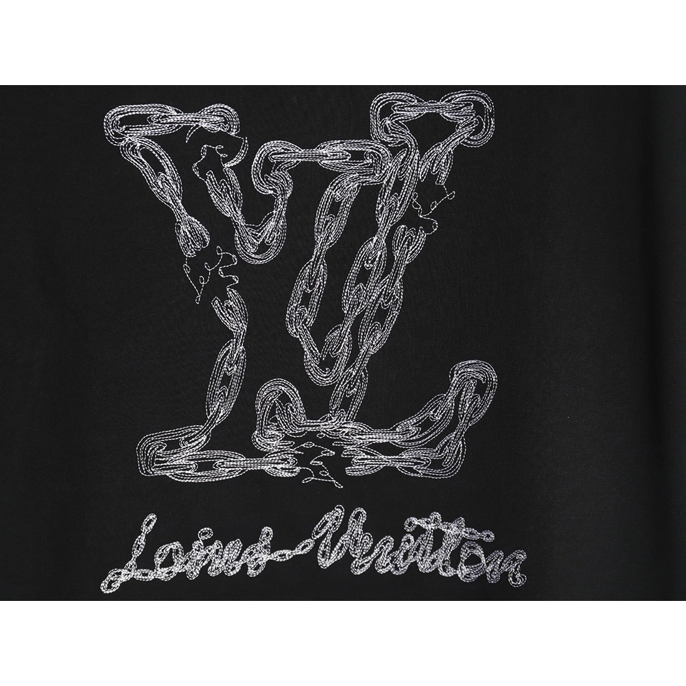 Louis Vuitton Cursive Chain Embroidered T-shirt TSK1,Louis Vuitton
