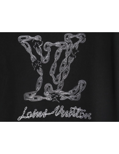 Louis Vuitton Cursive Chain Embroidered T-shirt TSK1,Louis Vuitton