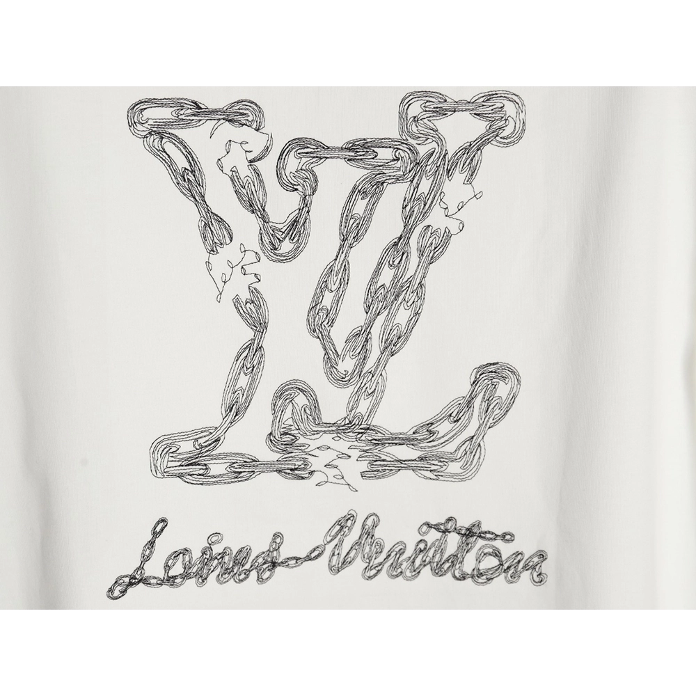 Louis Vuitton Cursive Chain Embroidered T-shirt,Louis Vuitton