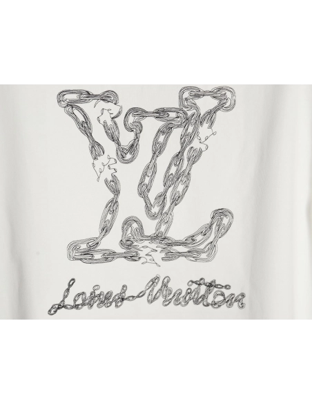 Louis Vuitton Cursive Chain Embroidered T-shirt,Louis Vuitton