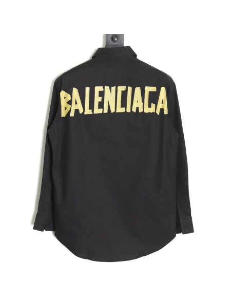 Balenciaga yellow tape print long-sleeved shirt,Balenciaga