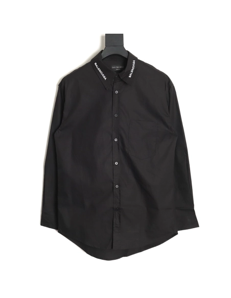 Balenciaga Neckline Lettering Embroidery Long Sleeve Shirt TSK1,Balenciaga