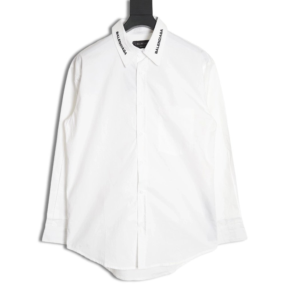 Balenciaga Neckline Lettering Embroidery Long Sleeve Shirt,Balenciaga