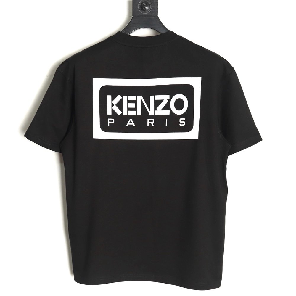 Kenzo black label white embroidered letter short sleeve T-shirt,Kenzo