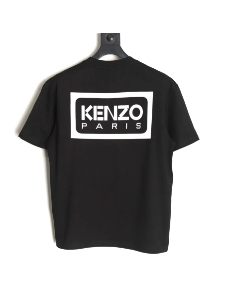 Kenzo black label white embroidered letter short sleeve T-shirt,Kenzo
