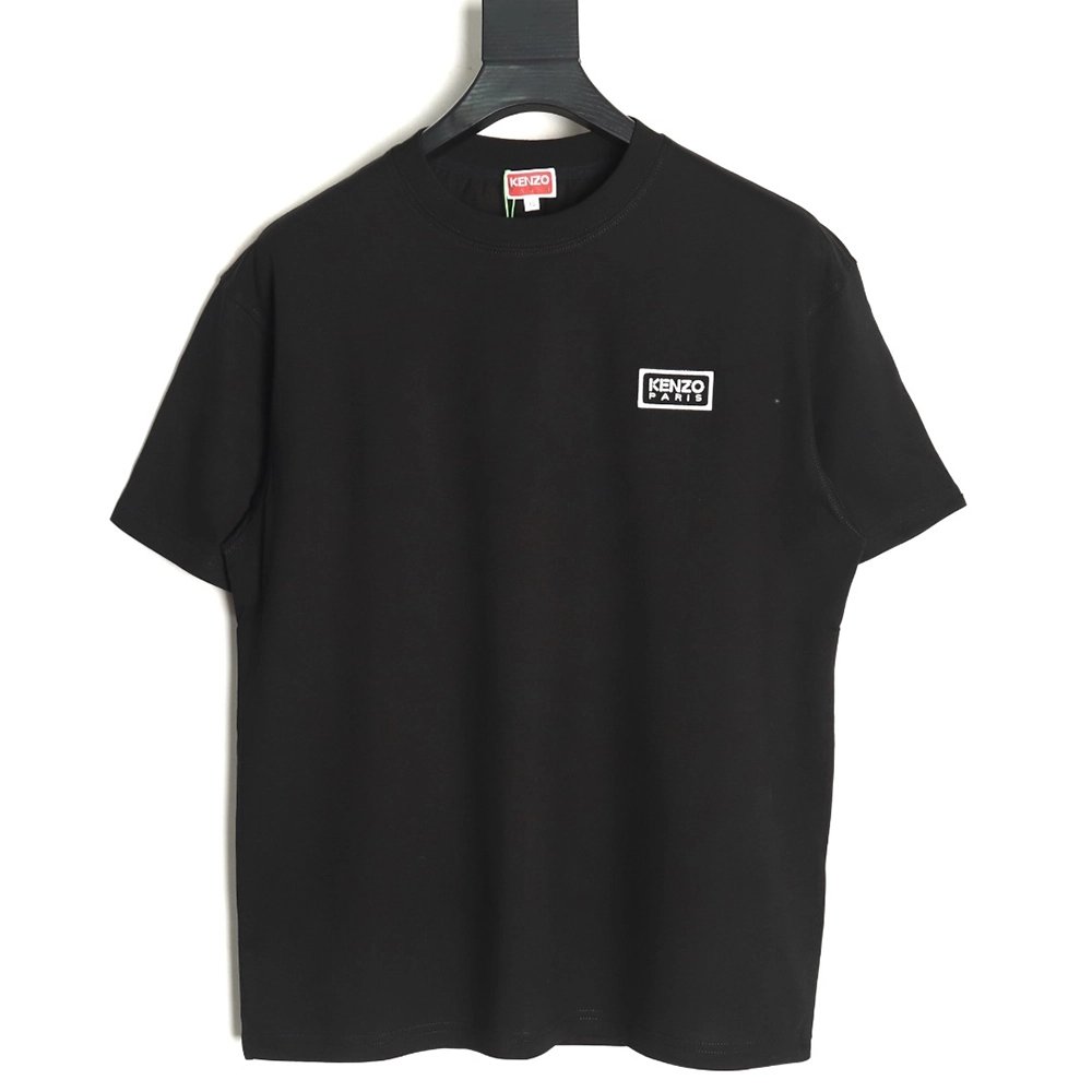 Kenzo black label white embroidered letter short sleeve T-shirt,Kenzo