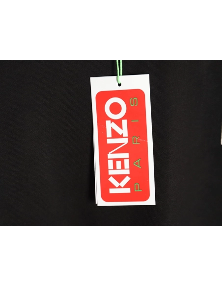 Kenzo black label white embroidered letter short sleeve T-shirt,Kenzo