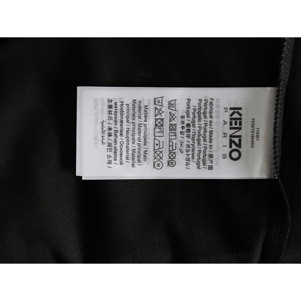 Kenzo black label white embroidered letter short sleeve T-shirt,Kenzo