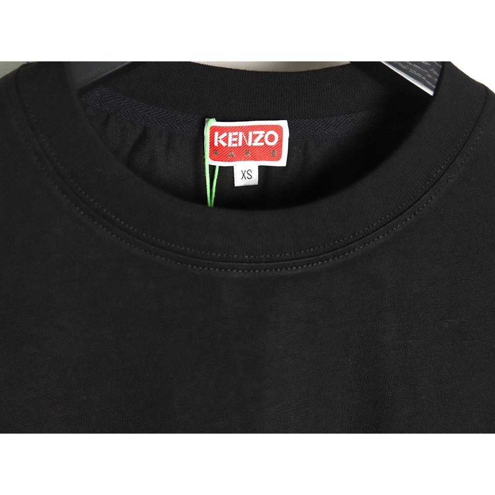 Kenzo black label white embroidered letter short sleeve T-shirt,Kenzo