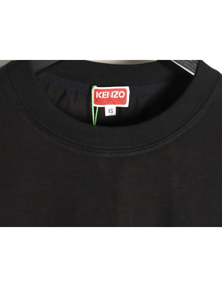 Kenzo black label white embroidered letter short sleeve T-shirt,Kenzo