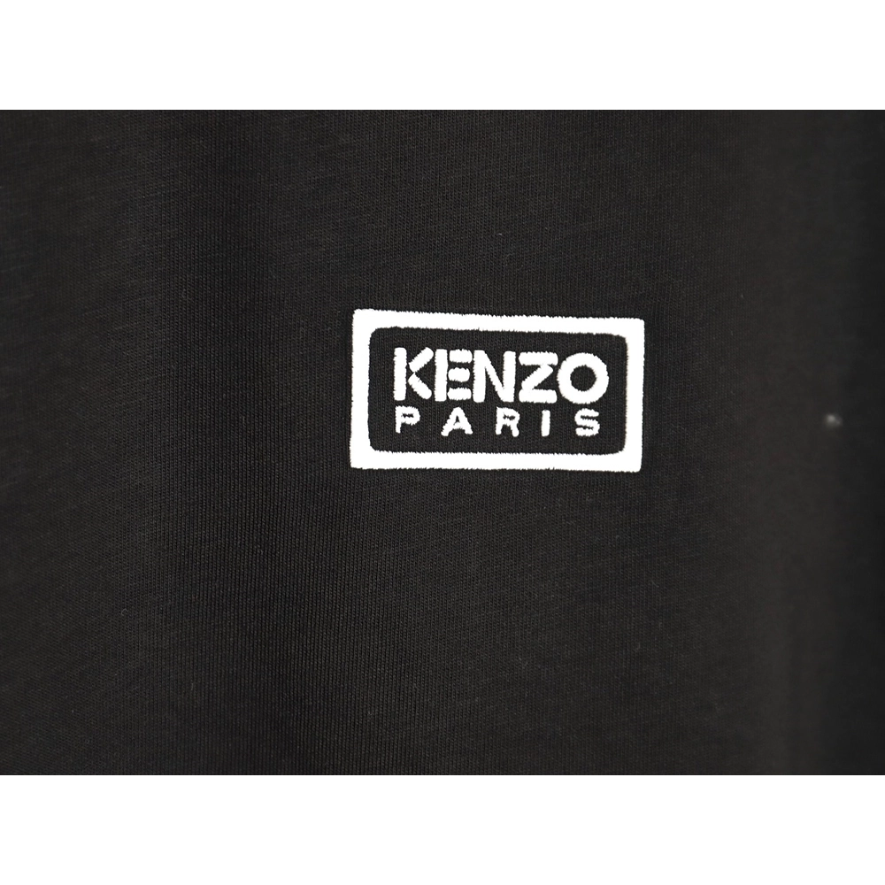 Kenzo black label white embroidered letter short sleeve T-shirt,Kenzo