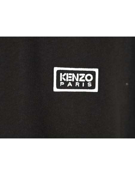 Kenzo black label white embroidered letter short sleeve T-shirt,Kenzo