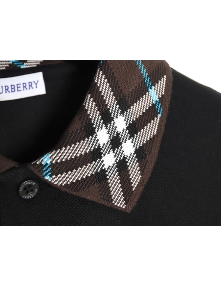 Burberry Check Collar Short Sleeve POLO Shirt TSK1,Burberry