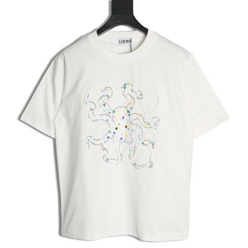 Loewe Octopus print and Anagram embroidered short-sleeved T-shirt,Loewe