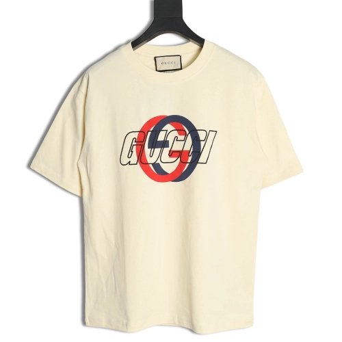Gucci Double G interlocking logo foam print short-sleeved T-shirt,Gucci
