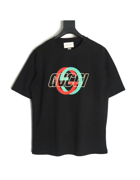 Gucci Double G interlocking logo foam print short-sleeved T-shirt TSK1,Gucci
