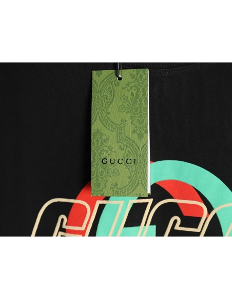 Gucci Double G interlocking logo foam print short-sleeved T-shirt TSK1,Gucci