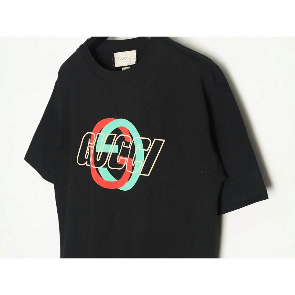 Gucci Double G interlocking logo foam print short-sleeved T-shirt TSK1,Gucci