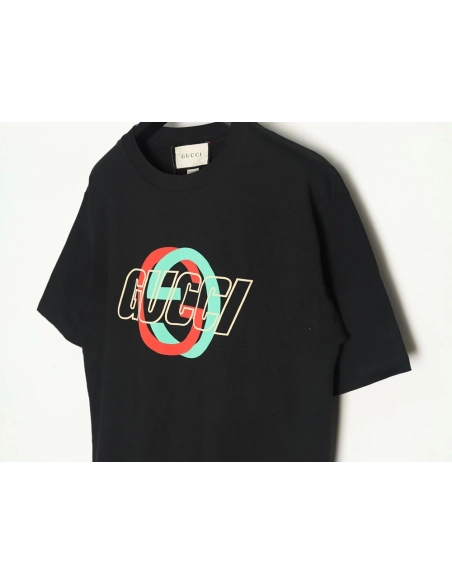 Gucci Double G interlocking logo foam print short-sleeved T-shirt TSK1,Gucci