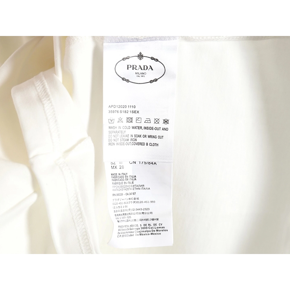 Prada Neckline Metal Triangle Logo Short Sleeve T-Shirt,Prada