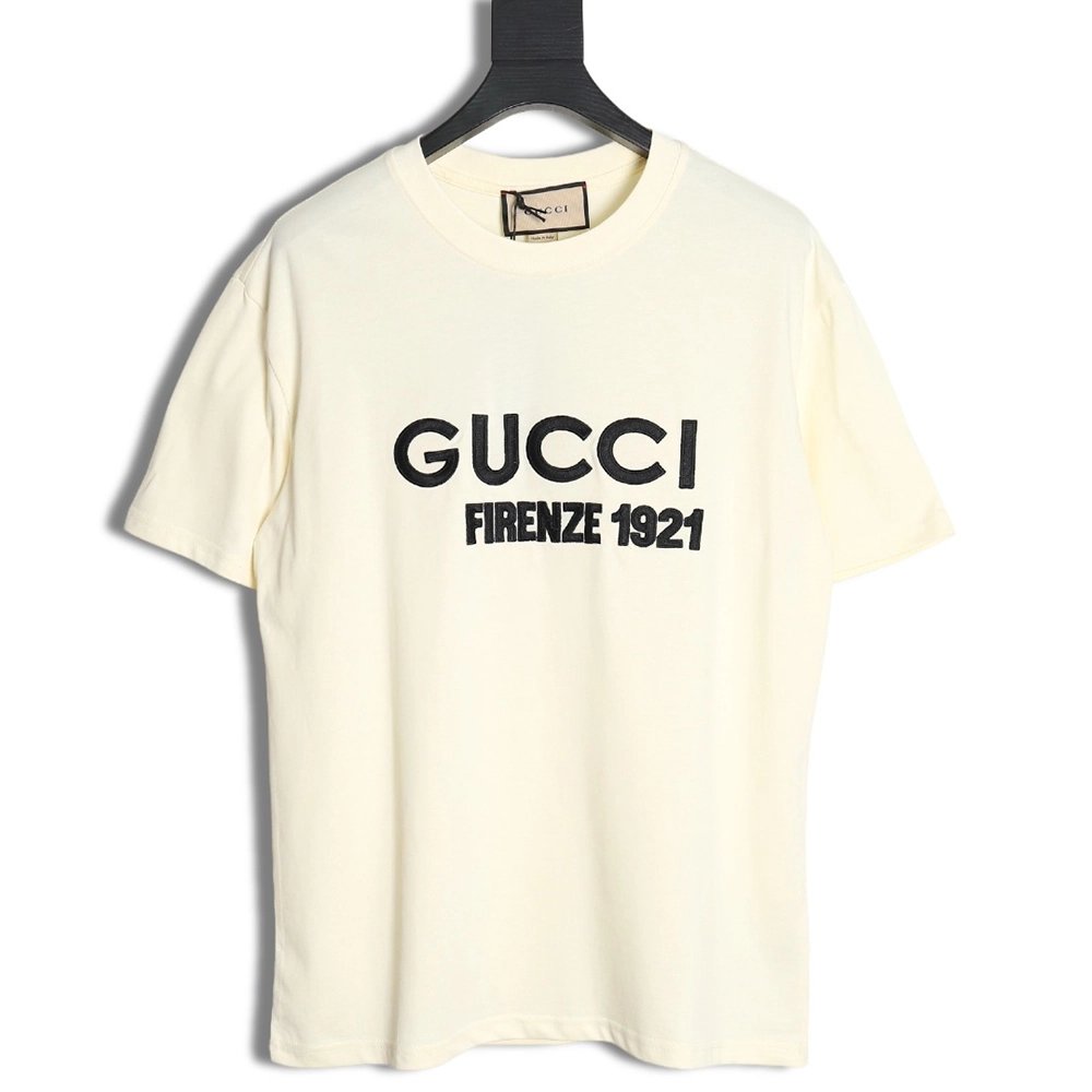 Gucci classic 1921 letter embroidered logo pattern short sleeve,Gucci