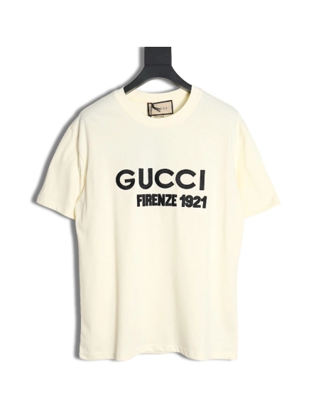 Gucci classic 1921 letter embroidered logo pattern short sleeve,Gucci