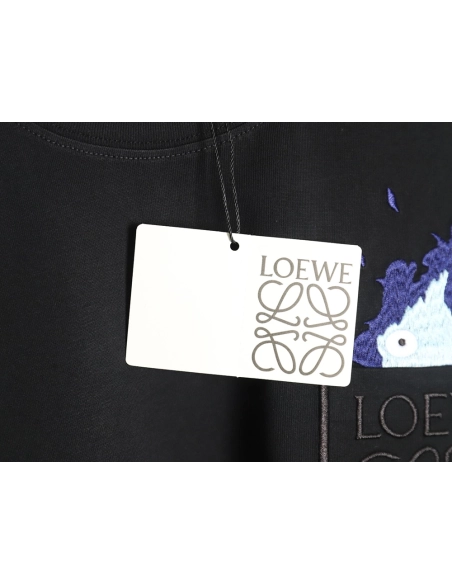 Loewe &amp; Hals Moving Castle Joint Pocket Flame Embroidered Short Sleeve T-shirt TSK1,Loewe