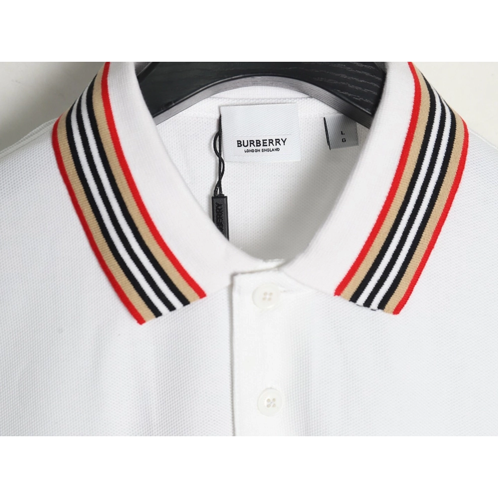 Burberry Classic Collar Stripe Logo Embroidered Short Sleeve Polo Shirt,Burberry