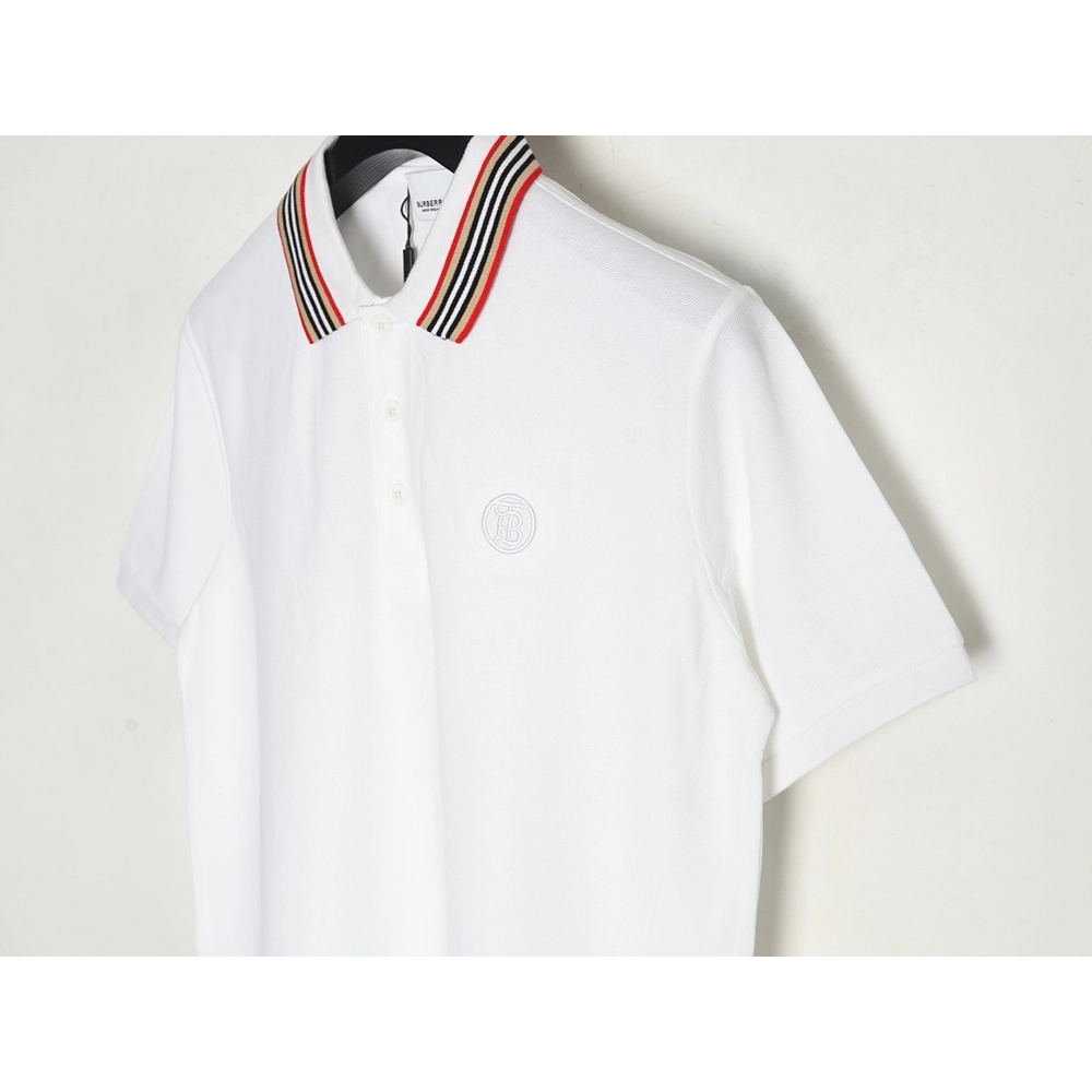 Burberry Classic Collar Stripe Logo Embroidered Short Sleeve Polo Shirt,Burberry